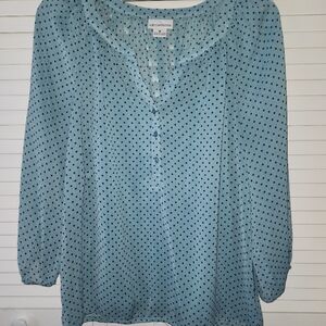 Liz Claiborne Blue Polka Dot Blouse